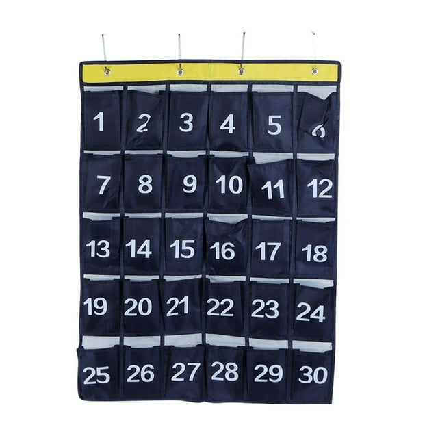 BYARSS 30 Pockets Wall Hanging Storage Bag Phone Holder Hanging Organizer with Numbers Navy Blue