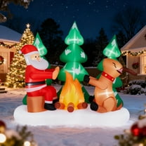 UBesGoo Christmas Inflatable 9FT Santa with Reindeer Under the Tree, LED Lighted Yard Decoration for Holiday Lawn Display