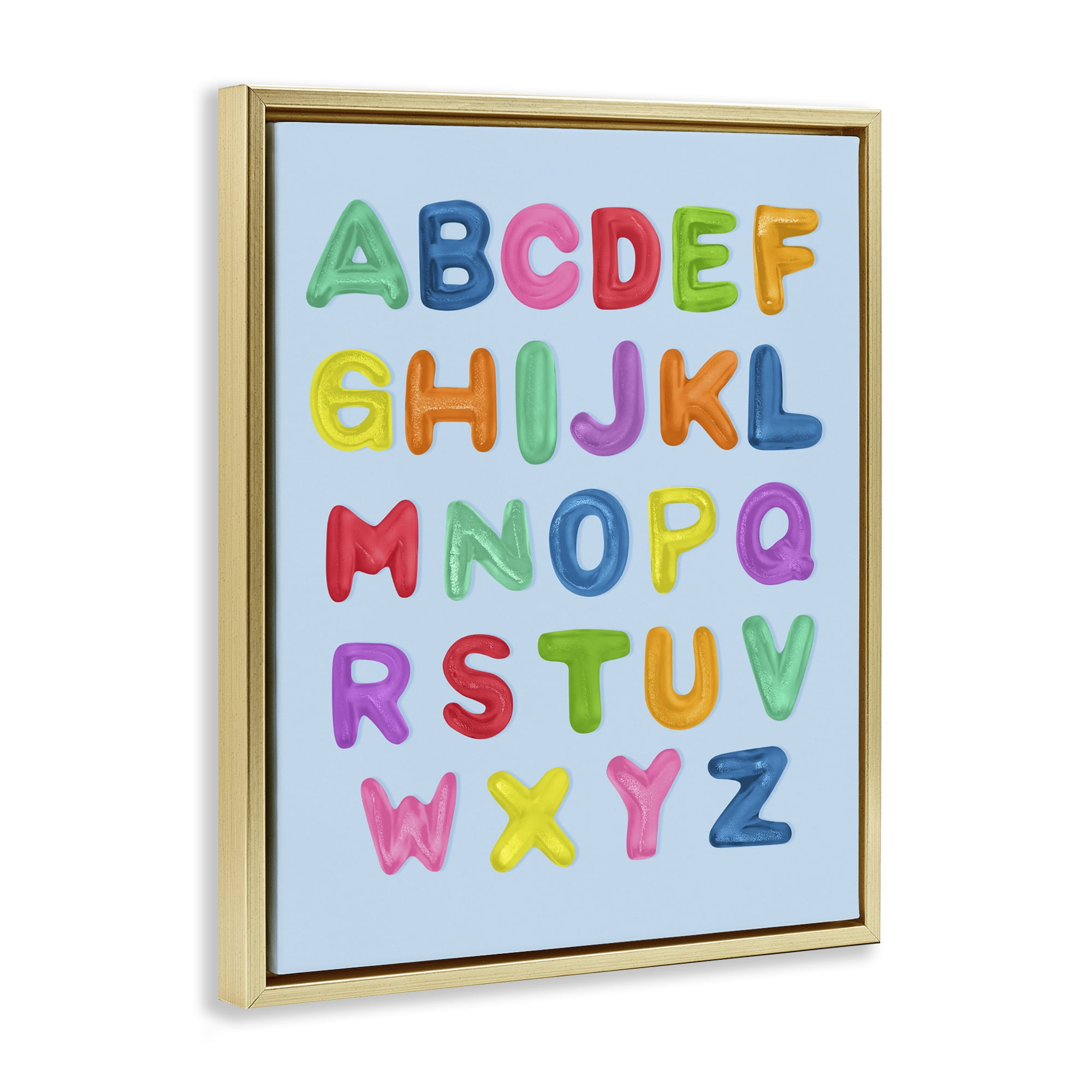 Stupell Industries Gummy Candy Alphabet Gold Framed Floater Canvas Wall Art, design by LISH Creative