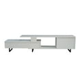 thumbnail image 4 of LeisureMod Rectangular TV Stand in MDF with Enclosed Cabinet and Drawers and Powder-Coated Steel Metal Legs for Modern Home, Living Room Avery Collection in White, 4 of 11