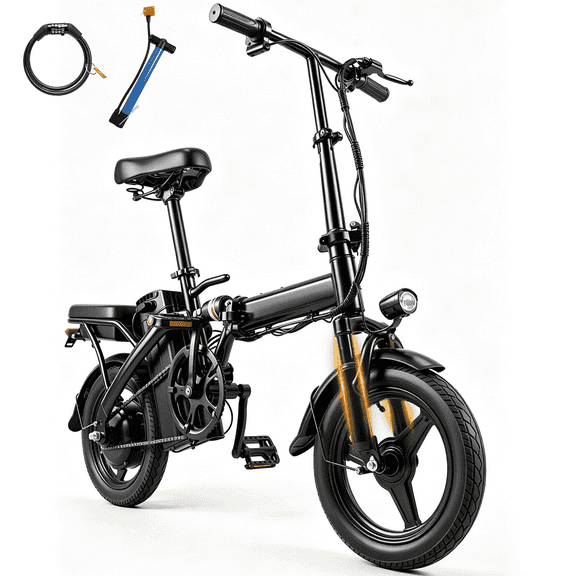 Folding Electric Bicycles,500W Peak Motor,30 Miles 20MPH,Removable Battery,14" Mini Ebike,City Commuter E-Bike,UL2849