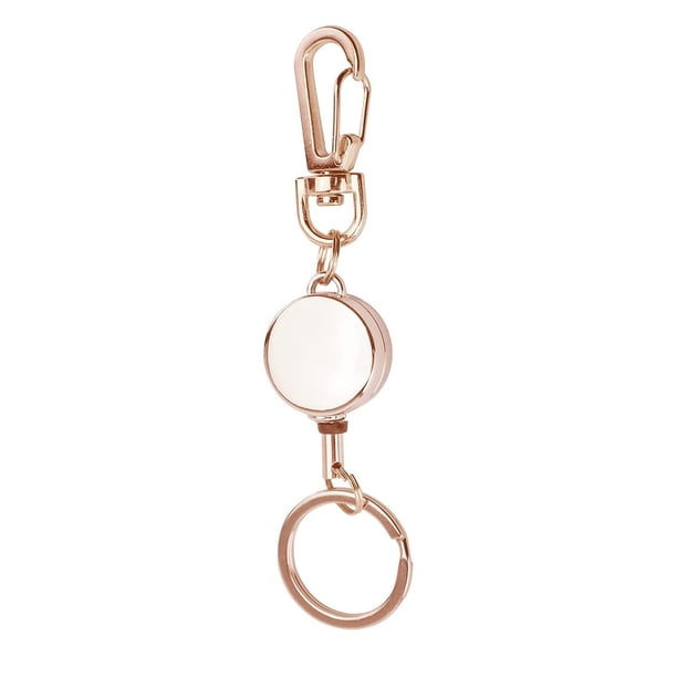 Llavero retráctil de metal redondo de 21 mm, color oro rosa, gris pistola, plata y oro, caja de fácil extracción, colgante de fácil extracción