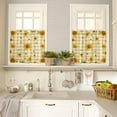 thumbnail image 4 of 3 Piece Sunflower Bee Countryside Floral Kitchen Curtains, Tier and Valance Rod Pocket Window Curtains Set Yellow Floral Cafe Curtains for Kitchen Valances Window Treatment 54X18in+27x24in×2, 4 of 5