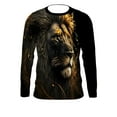 thumbnail image 2 of Men's Lion 3D Printed Long Sleeve T-Shirt - Casual and Comfortable, Crew Neck, Stretch Fabric, Machine Washable, 2 of 5