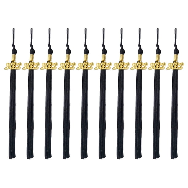 10 piezas de cordones de honor con borlas para birrete de graduación, ideal para el día de la graduación, toga y diploma académico. negro