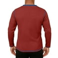 thumbnail image 4 of Men's Leisure Retro Waffle Henry Shirt Long Sleeve Top, Casual Vintage Style Upper Garment for Relaxed and Everyday Use,Wine,M, 4 of 4