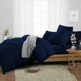 thumbnail image 2 of SGI Bedding Oversized King Size Duvet Covers Egyptian Cotton 1000 TC 3 Piece Set Navy Blue Solid, 2 of 6