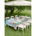 thumbnail image 4 of Outdoor Tablecloth with Umbrella Hole for Patio/Picnic/Party/Camping, Summer Nautical Waterproof Table Cloth Rectangle Table Cover Washable, Coastal Beach Starfish Coral Shell Blue (60"x 102"), 4 of 8