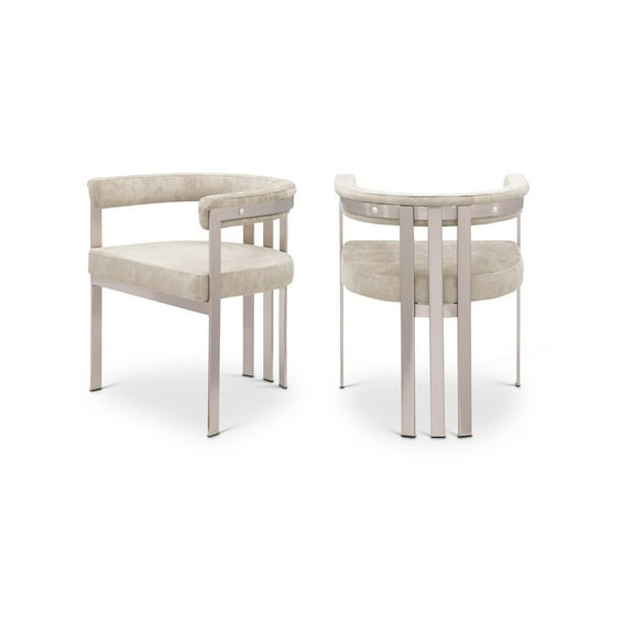 Meridian Furniture Marcello Beige Velvet Dining Chair (Set of 2)
