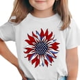 thumbnail image 3 of Yeaiivve Toddler Girls 4th of July T Shirts USA Flag Sunflower Graphic Tees Holiday Casual Short Sleeve Patriotic Tee Breathable Summer Tops White 150, 3 of 7
