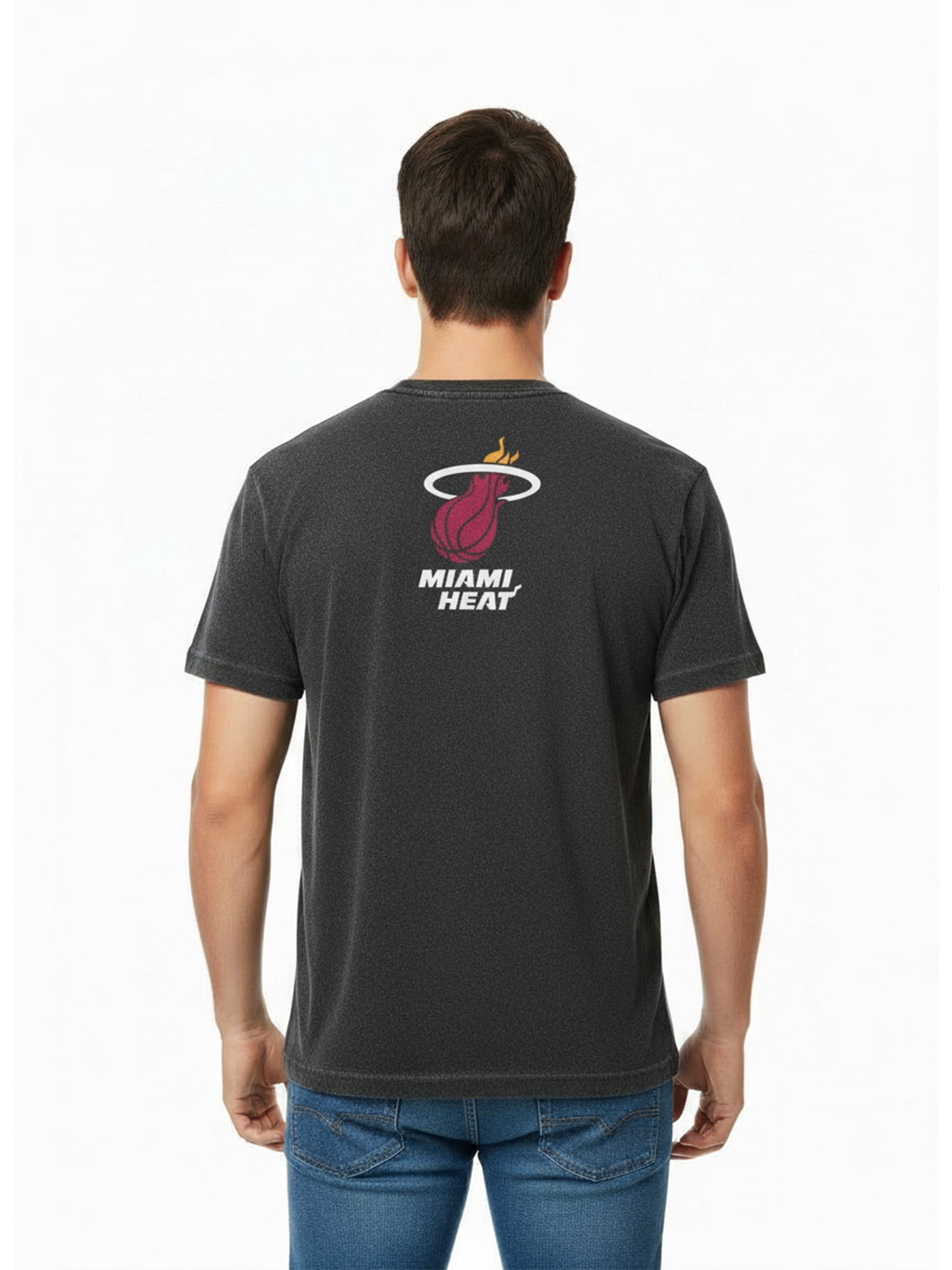 NBA Miami Heat Men's & Big Men's Front & Back Boxy Fit Mineral Wash Graphic T-Shirt, Sizes XS–4XLT, 2XB–5XB