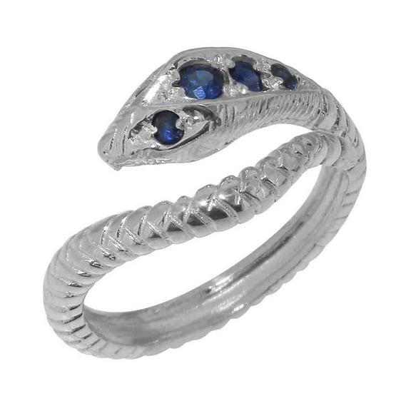LBG British Made 925 Sterling Silver Natural Sapphire Womens Band Ring - 33 size options - Size 10