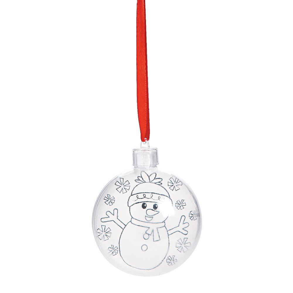 Color Your Own Plastic Bulb Winter Ornament 12 - Craft Kits - 12 Pieces