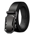 thumbnail image 1 of Cinturón de hebilla automática de cuero sintético negro ajustable para hombre. Estilo B, 1 of 9