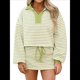 thumbnail image 3 of Conjunto de Dos Piezas A Rayas para Mujer, Sudadera Informal con Falda y Larga, Conjunto de Estar por Casa A Juego. Amarillo-Verde XL, 3 of 9