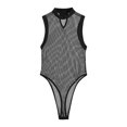 thumbnail image 7 of Sakmal Black Big and Tall Tank Tops for Men Crew Neck Black Breathable Solid Camisole Sexy Cutout Fishnet Sleeveless Shirts for Men, 7 of 7