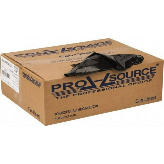 PRO-SOURCE 56 Gal 1.25 mil Heavy-Duty Trash Bag 43" Wide x 48" High, Black