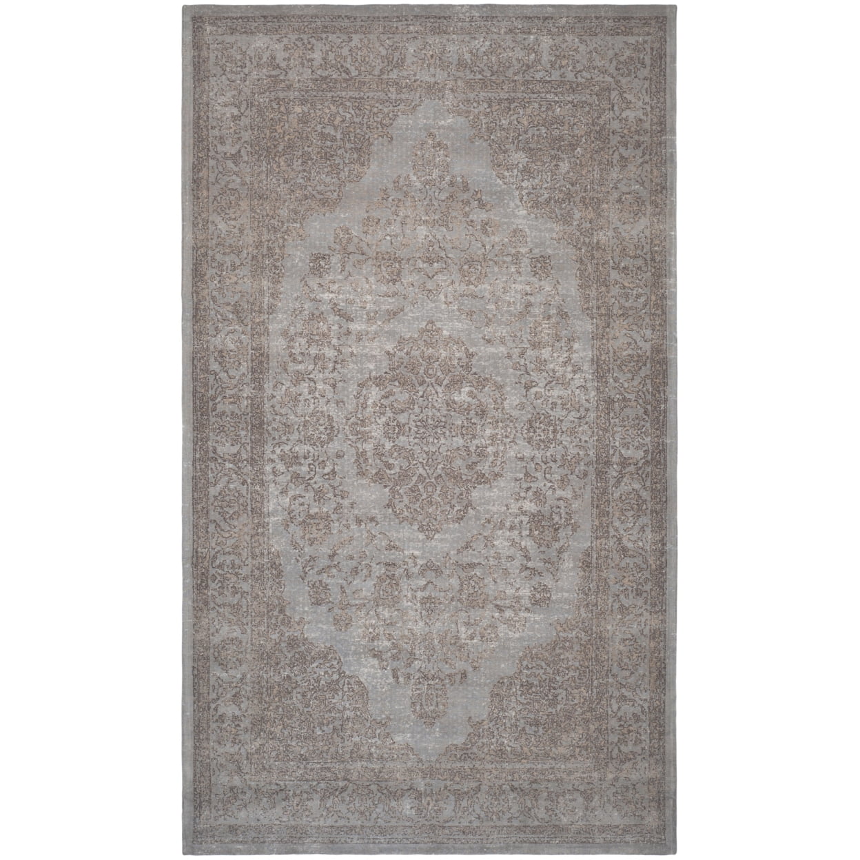 SAFAVIEH Classic Vintage Ivonette Overdyed Border Cotton Runner Rug, Grey, 2'4" x 4'8"