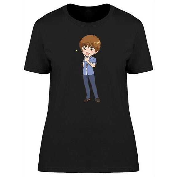 Kawaii Boy Pose Cartoon T-Shirt Women -Image by Shutterstock, Female Medium
