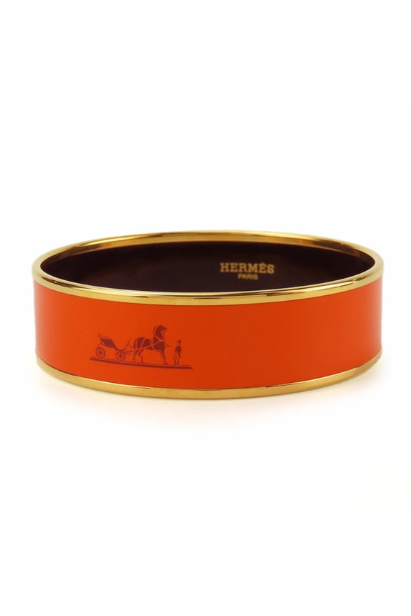 Pre-Owned Hermes Bangle, enamel GM metal, cloisonn, orange bracelet, women's, HERMES (Good)
