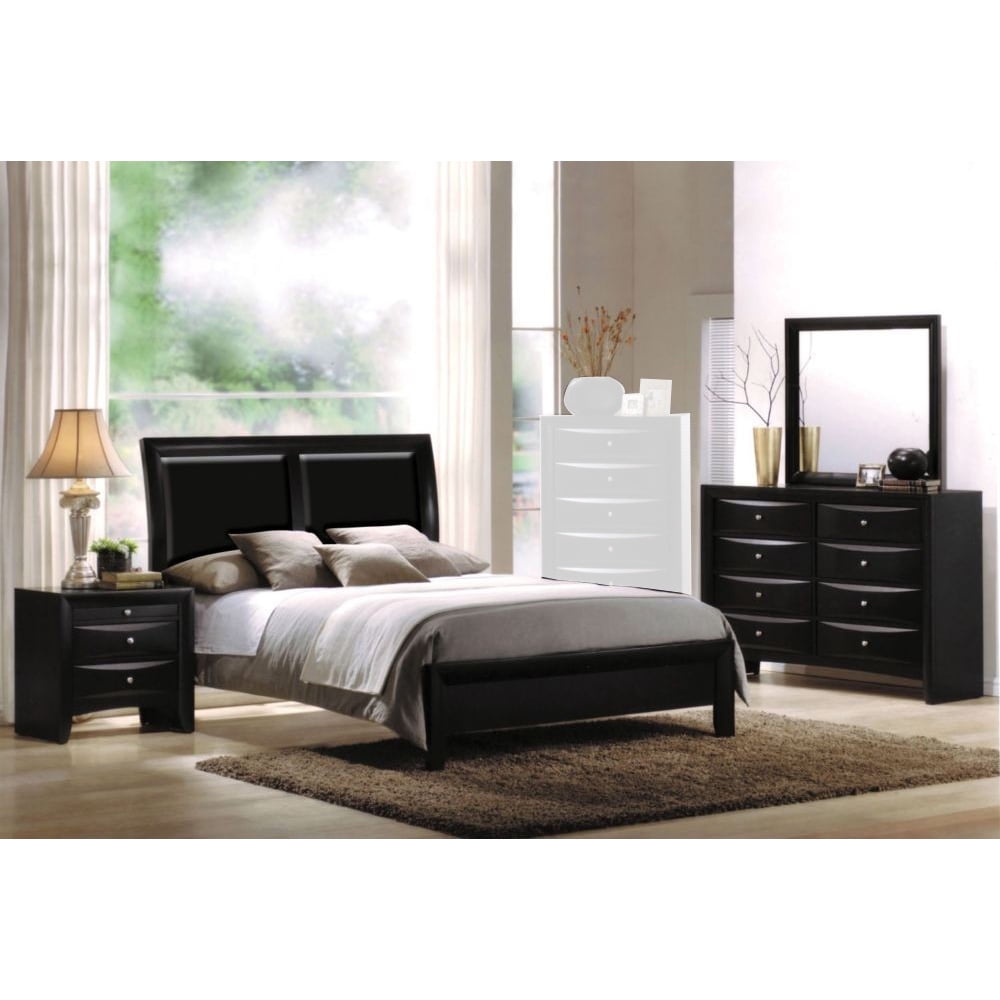 4pcs Black Pu Wood Cal King Platform Bedroom Set