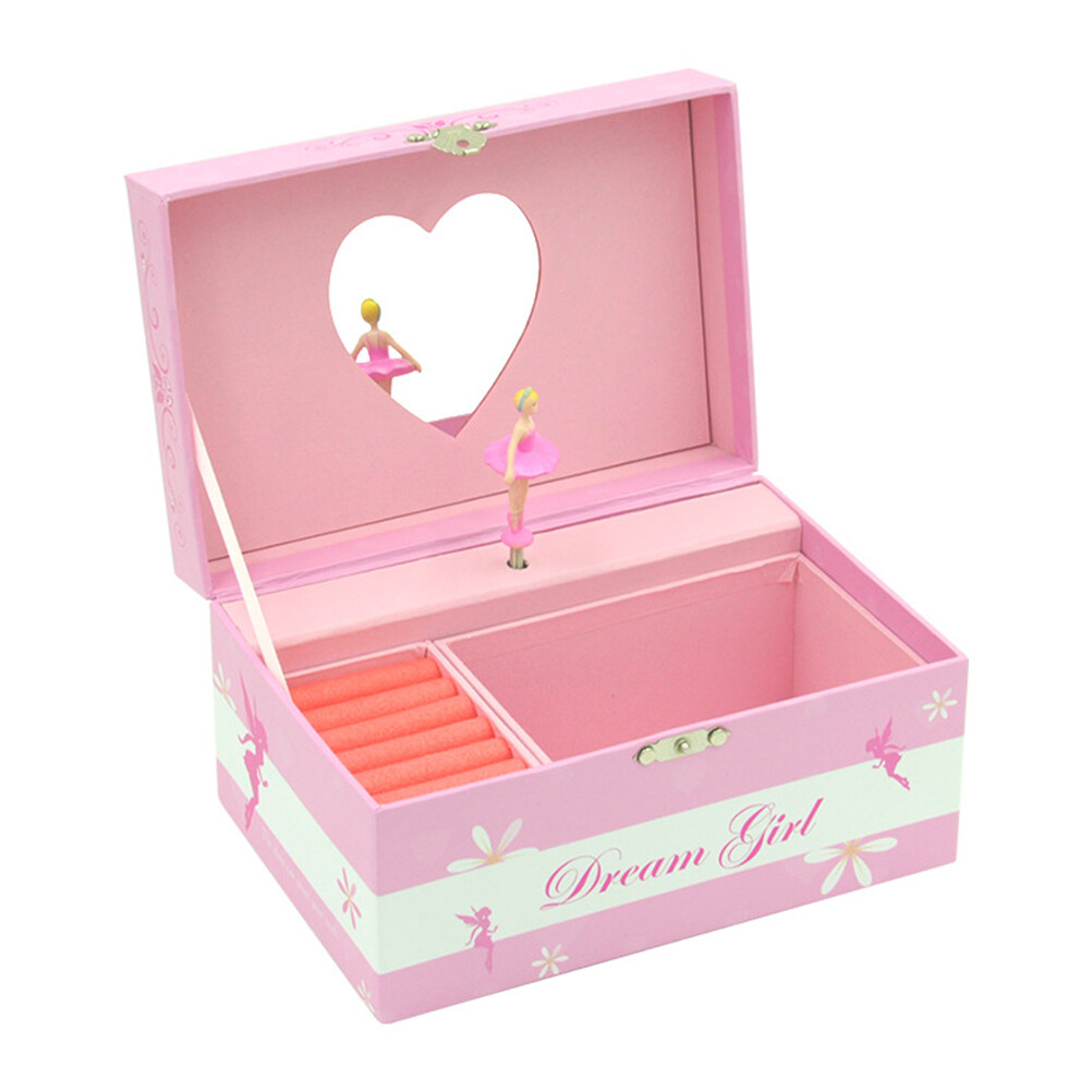 Pink Creative Music Box Gift Wooden Desktop Ornament Ballet Girl