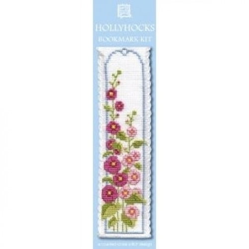 Textile Heritage Collection Cross Stitch Bookmark Kit - Hollyhocks
