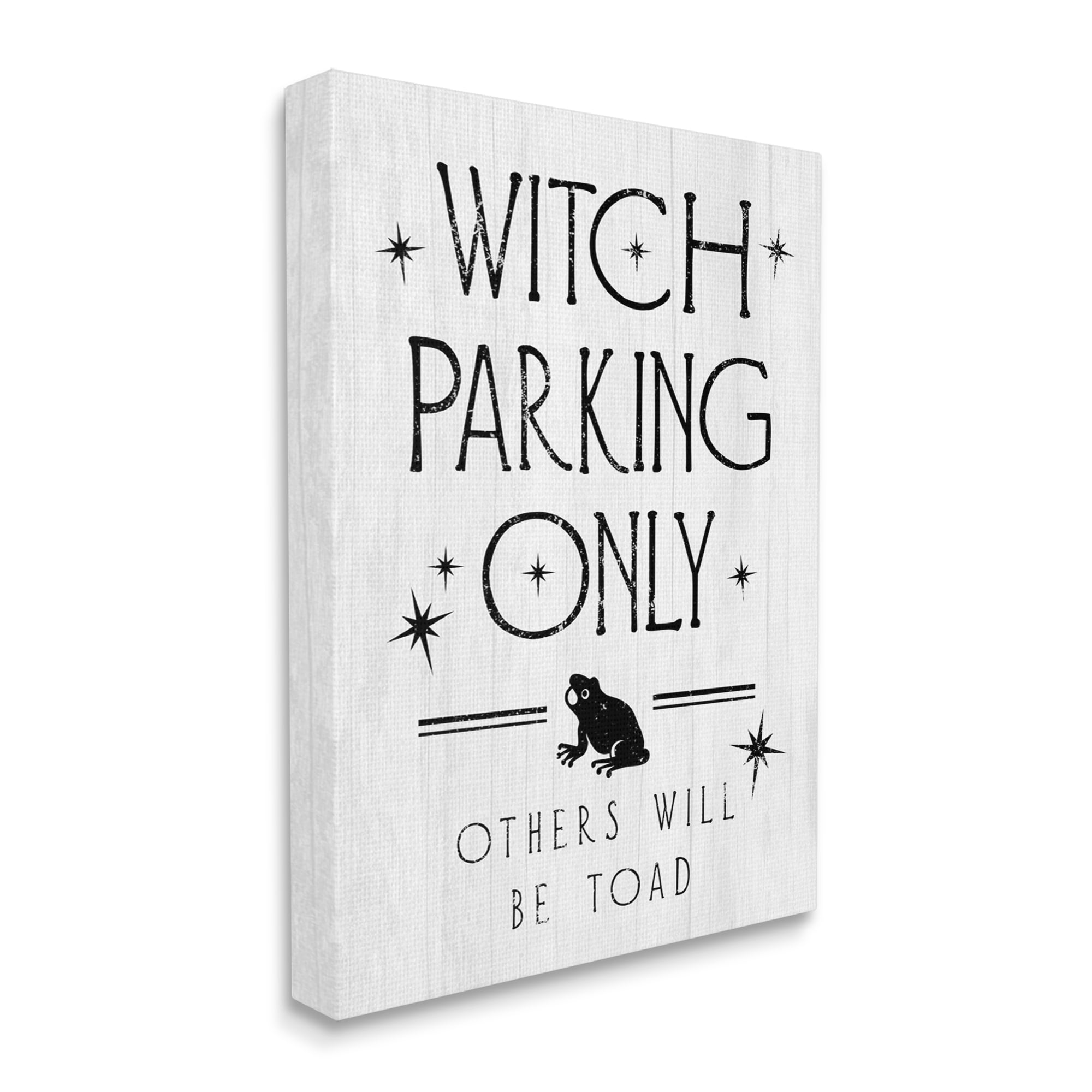Stupell Industries Witch Parking Humorous Halloween Toad Grain Pattern Graphic Art Gallery Wrapped Canvas Print Wall Art, Design by Daphne Polselli