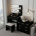 thumbnail image 2 of Ktaxon Makeup Vanity with 9 Drawers&USB Charging Station, Vanity Desk with 3 Color Light, Vanity Table Set w/ 9 Drawer Dresser, Black, 2 of 9