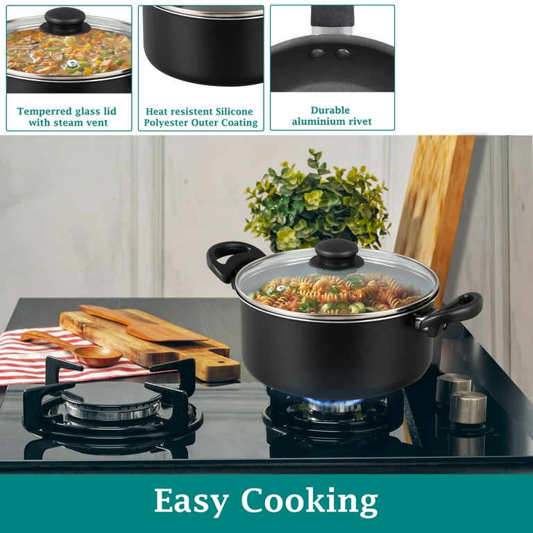 2 pack) Mainstays 7 Piece Non Stick Aluminium, Pots and Pans