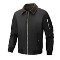 thumbnail image 2 of PiGOGI Men Light Jackets Windbreaker Spring Fall Lightweight Fleece Lined Jacket Casual Stylish Bomber Jacket with Pocket Black XL, 2 of 5