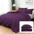 thumbnail image 2 of 5 Piece Luxury Thicker Pattern Comforter Set, 800 TC, 100% Egyptian Cotton, Super King Size Plum Solid Color, 2 of 6