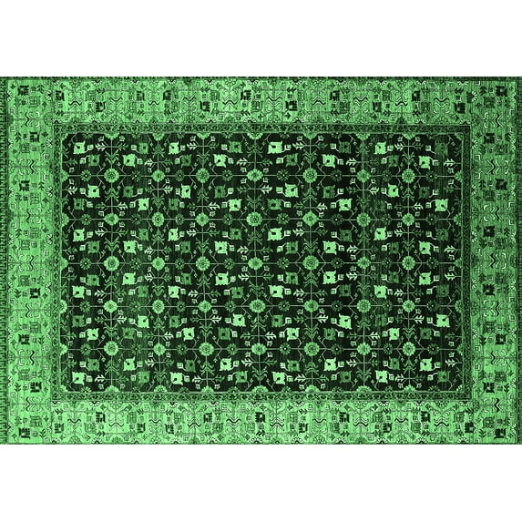Ahgly Company Indoor Rectangle Oriental Emerald Green Industrial Area Rugs, 8' x 10'