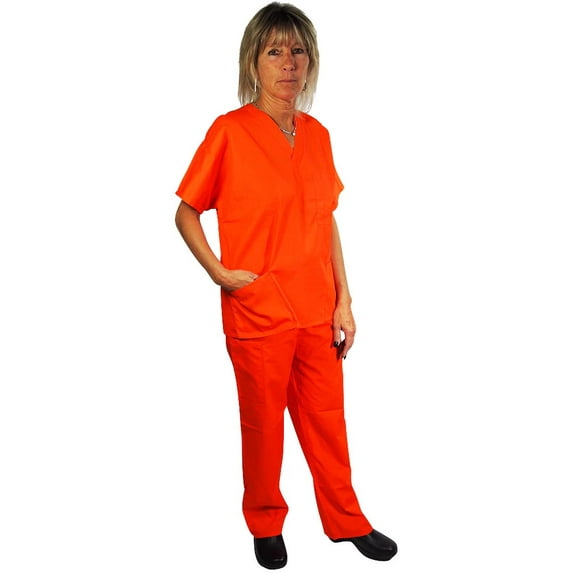 Natural Workwear Womens Medical Scrub Set Adult Female Work Uniform Orange S