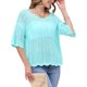 thumbnail image 4 of INSPIRAR CHIC Blusas de Verano de Manga Corta con Cuello Redondo y Diseño Calado para Mujeres S Azul Cielo, 4 of 6
