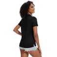 thumbnail image 2 of Tyhengta Women's Golf Polo Shirts Collared V Neck Short Sleeve UPF 50+ Quick Dry Tennis Shirt Dry Fit Moisture Wicking Black L, 2 of 2