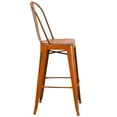 thumbnail image 6 of Emma + Oliver 4 Pack 30" High Distressed Orange Metal Indoor-Outdoor Barstool with Back, 6 of 12