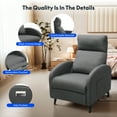 thumbnail image 5 of FitStand Pushback Recliner Chair Fabric Small Recliner Sofa Home Adjustable Reclining Chair Single Sofa with Padded Seat Backrest for Living Room,Gray, 5 of 11