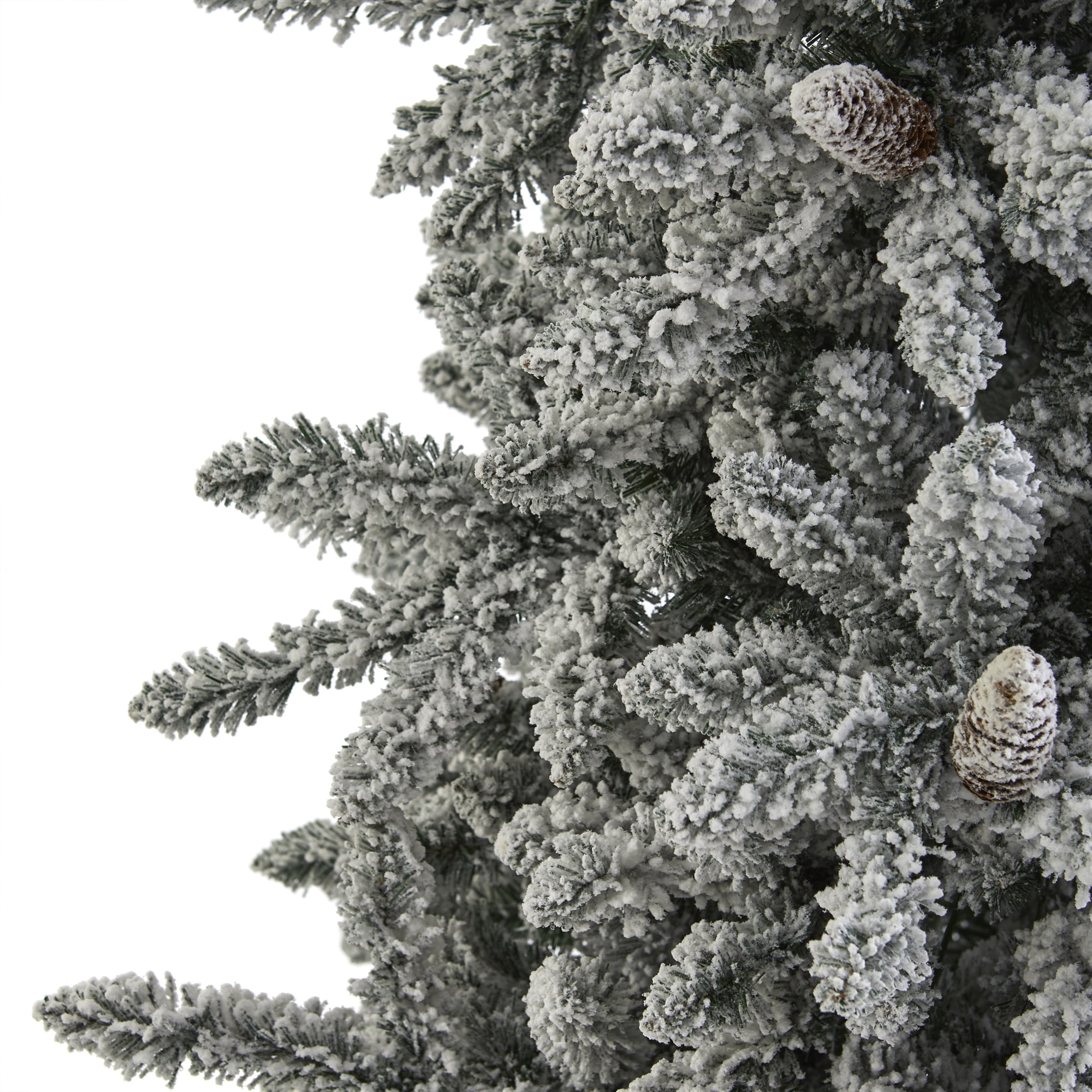 Nearly Natural 7.5ft. Flocked Livingston Fir Artificial Christmas Tree with Pine Cones, Green