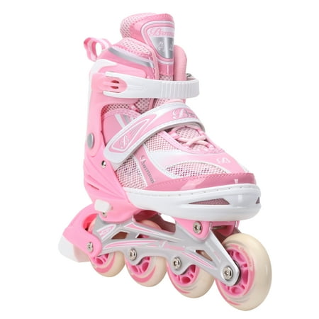 Roller Blades for Kids Girls Adjustable Inline Skates Light Up Pink