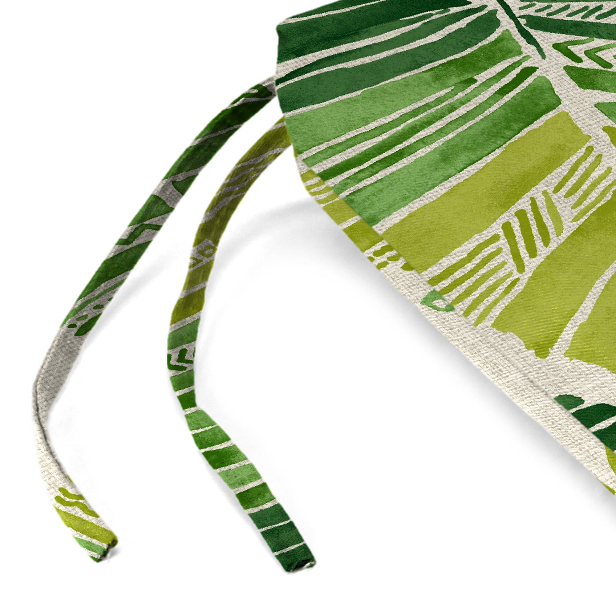 Jordan Manufacturing 17" x 19" Hixon Palm Green Leaves Rectangular Outdoor Chair Pad Seat Cushion with Ties (2 Pack)