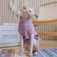 thumbnail image 5 of Sphynx Cat Clothes Striped Cat T-Shirt Stretchy Cat Sweater Apparel,S,Pink, 5 of 6