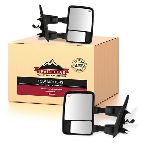 Trail Ridge Tow Mirror Power Fold Heat Smoked Signal Textured & Chrome for Ford TR00289