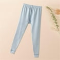 thumbnail image 4 of Lenpel Children's Base Layer Pants Girls Boys Cotton Elastic Waist Pull on Leggings Thermal Underwear Bottoms 2-15 Y(Light Blue,14-15 Years), 4 of 4