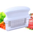 thumbnail image 3 of de acero inoxidable con 48 agujas afiladas para bistec , pollo, pavo, a de servicio , juego de cocina, blanco Macarena Sujerizador de carne de 48 cortadores., 3 of 6