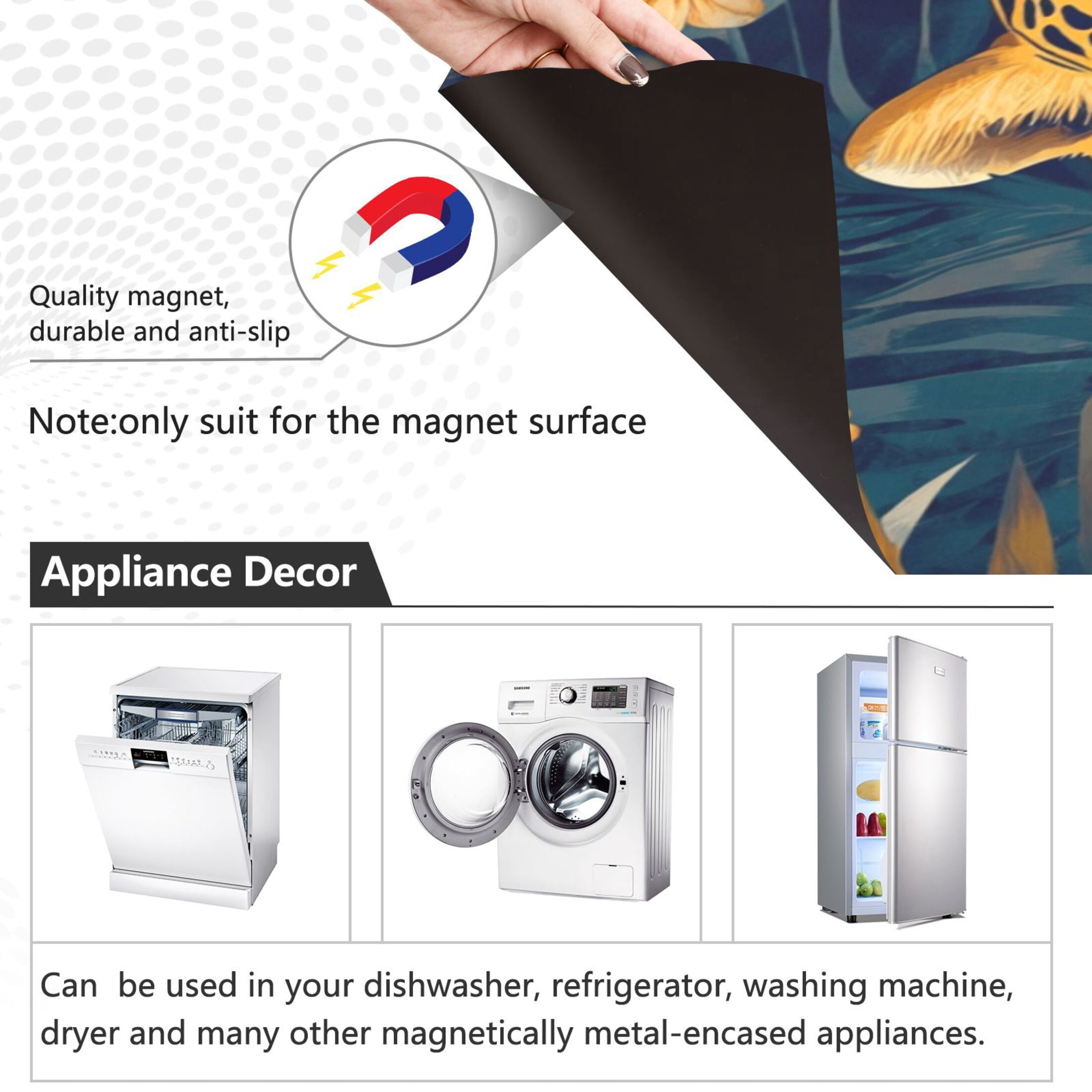 Dishwasher Magnetic Sticker 23x26 Inch Refrigerator Magnetic Sticker Washing Machine Magnetic Sticker Kitchen Panel Magnetic Sticker Home Decor Jungle Cartoon Leopard Pattern