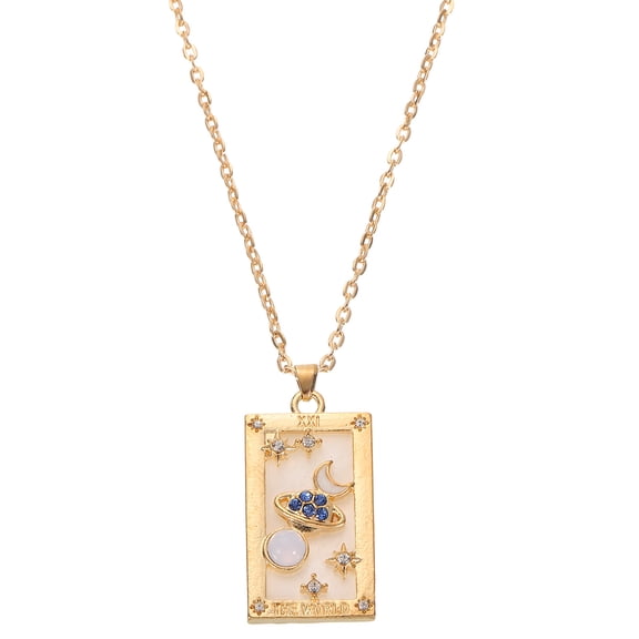Tarot Card Necklace, Alloy Tarot Star Moon Necklaces, Gold