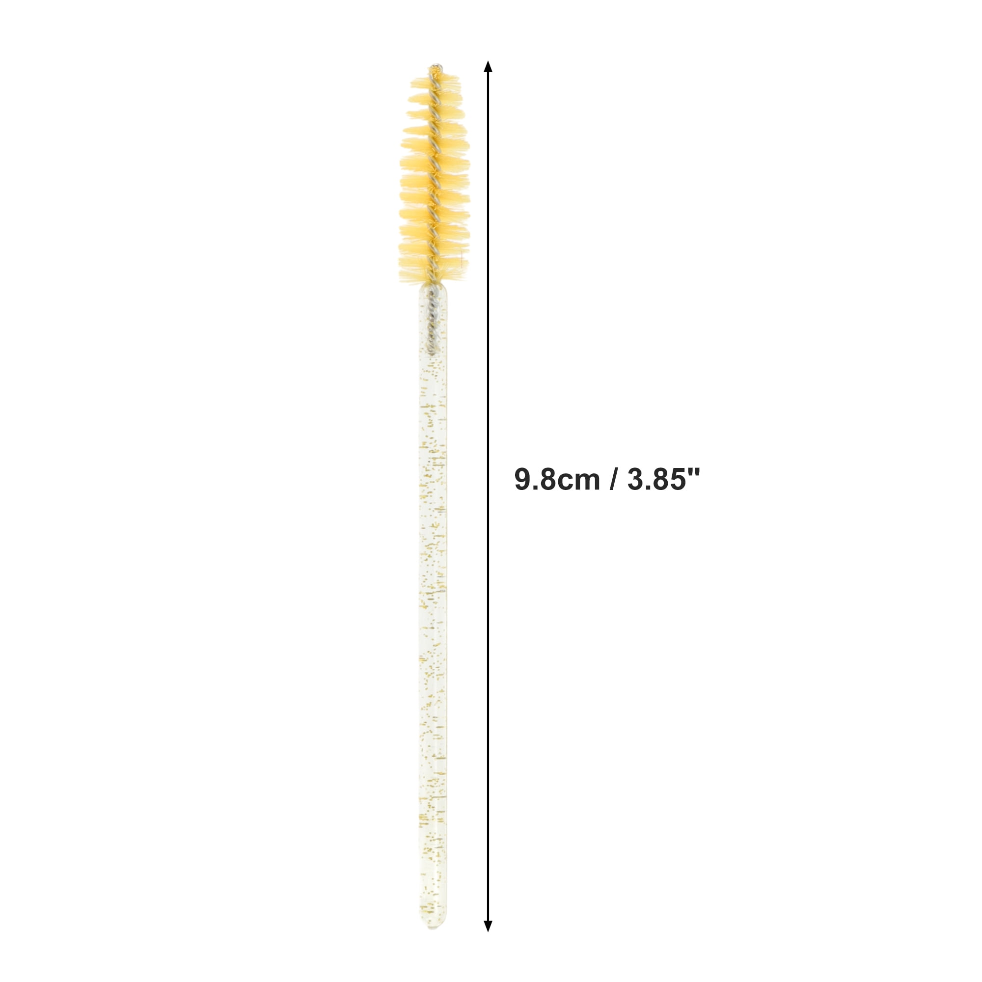 Unique Bargains 100 Pcs Portable Eyelash Brush with Protective Case for Vacation Yellow