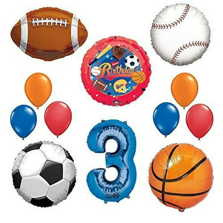 The Ultimate Sports Theme 3rd Birthday Party Supplies and Balloon Decorating Kit