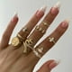 thumbnail image 1 of Anillos para mujer, regalos para mujer, moda femenina, juego de 9 anillos con hojas serpentinas geométricas, anillo ajustable, 1 of 4